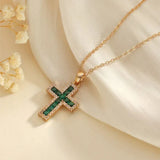 Pendentif croix émeraude Solene en or