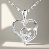 Collier en Argent Sterling avec Patte et Cœur en Zirconium