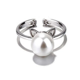 Magnifique Collier avec Chat en Perle avec Boucles d'Oreilles et Bague Offerte