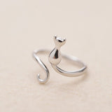 Bague adorable en acier inoxydable en forme de chat