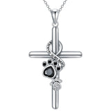 Collier avec Patte et Croix en Argent Sterling 925